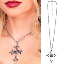 Halsband Gotiskt Kors med Strass