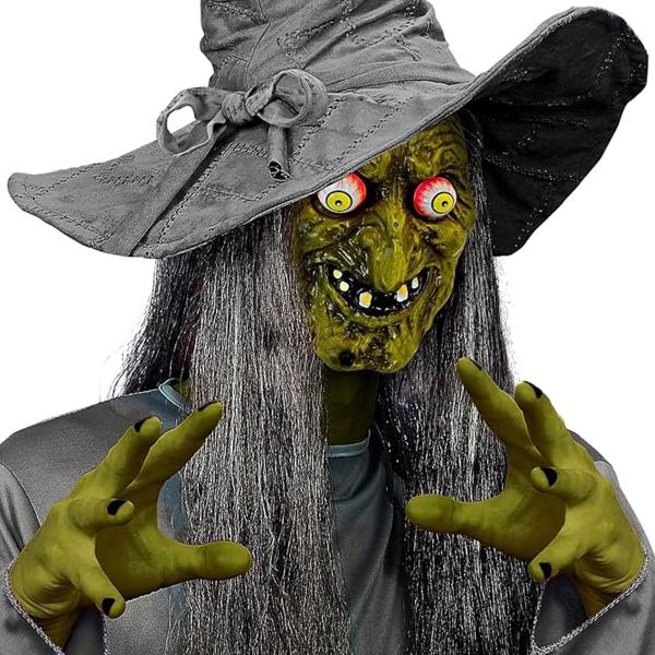 Häxmask med Rörliga Ögon Grön
