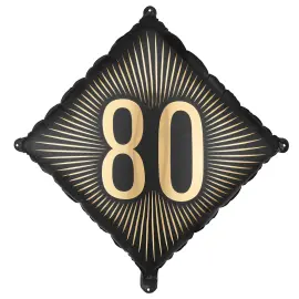 Folieballong 80 Svart/Guld 46 cm