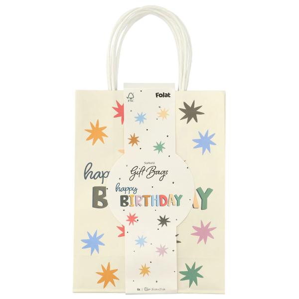 Presentpåsar Happy Birthday 6-pack