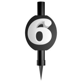 Svart Isfackla med Siffran 6