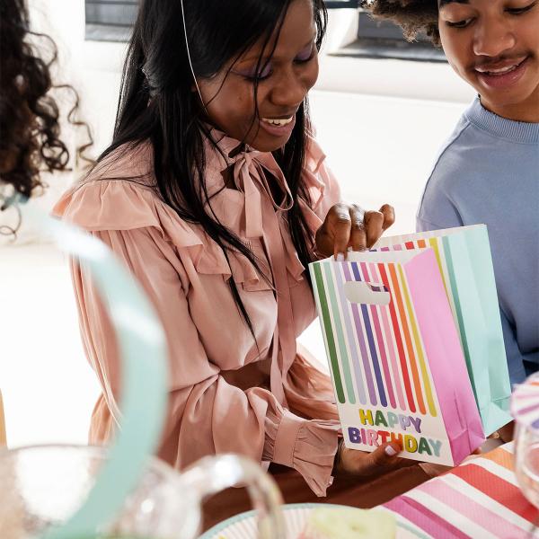 Presentpåsar Happy Birthday Stripetastic 6-pack