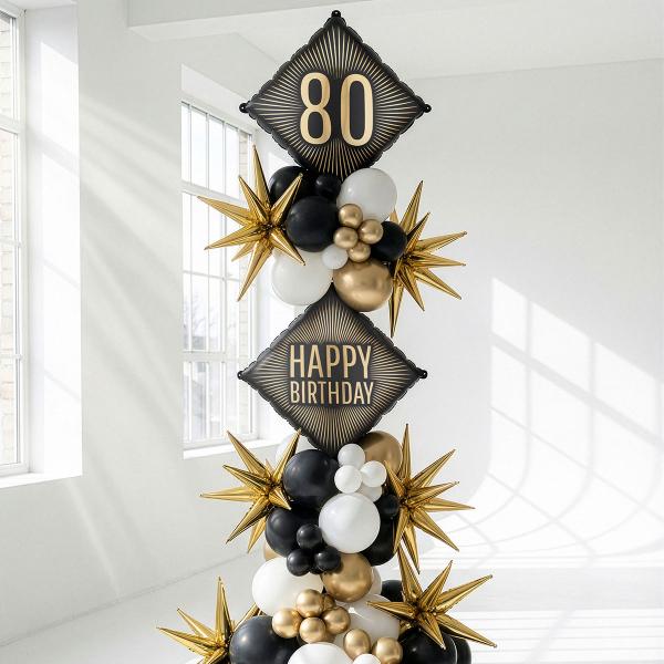 Folieballong 80 Svart/Guld 46 cm