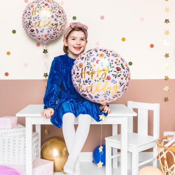 Happy Birthday Folieballong Blommor
