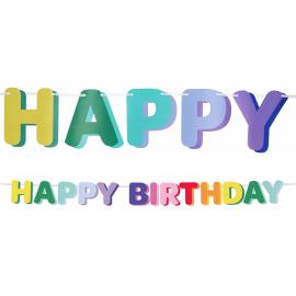 Bokstavsgirlang Happy Birthday Flerf&auml;rgad 1,7 m