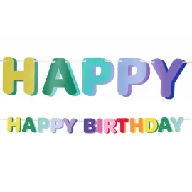Bokstavsgirlang Happy Birthday Flerf&auml;rgad 1,7 m
