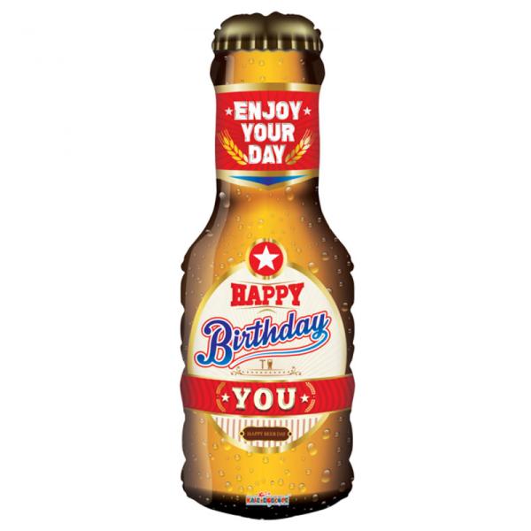 Happy Birthday Ölflaska Folieballong