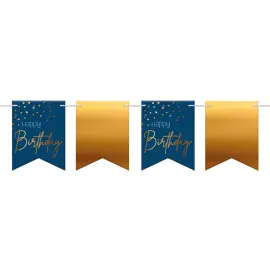 Happy Birthday Girlang Mörkblå & Guld