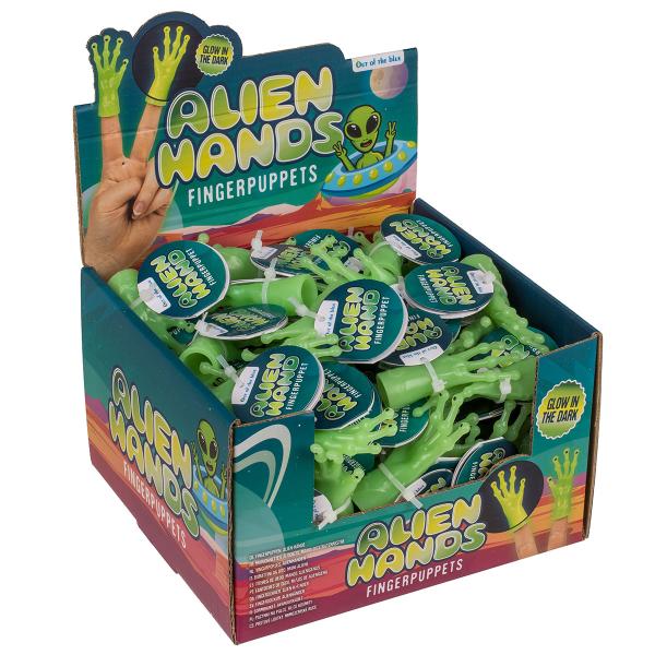 Självlysande Fingerdocka Alienhand 7 cm