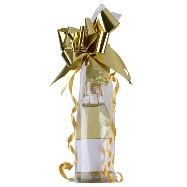 Cellofanpåse med Rosett & Etikett Guld 2-pack