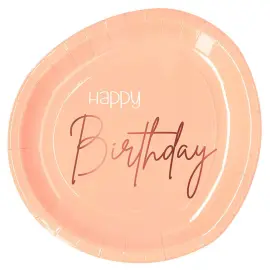 Happy Birthday Tallrikar Ljusrosa