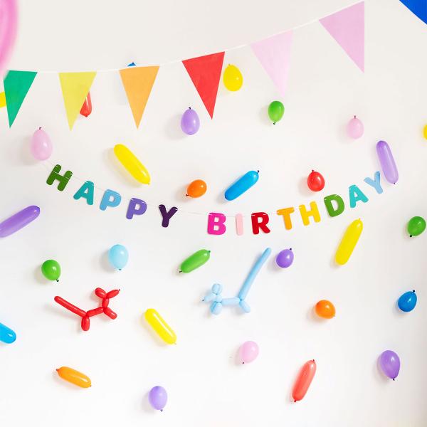 Bokstavsgirlang Happy Birthday i Filt 4 m