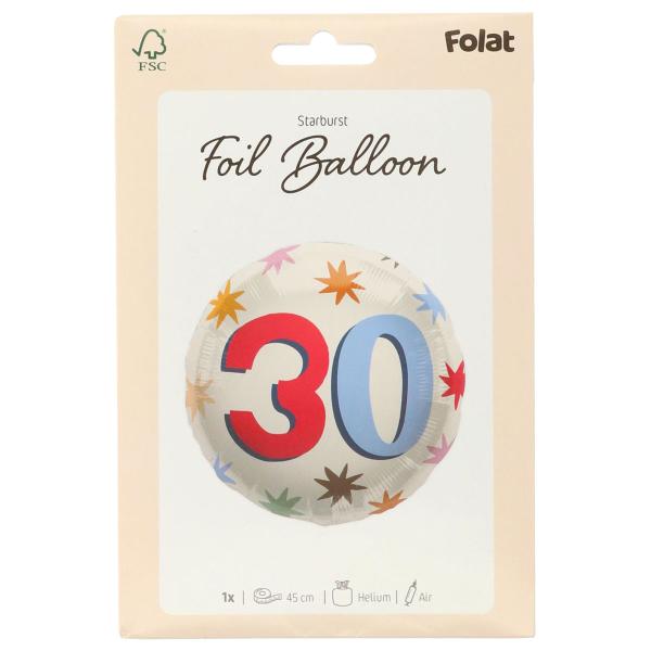 Rund Folieballong med Stjärnor 30 år
