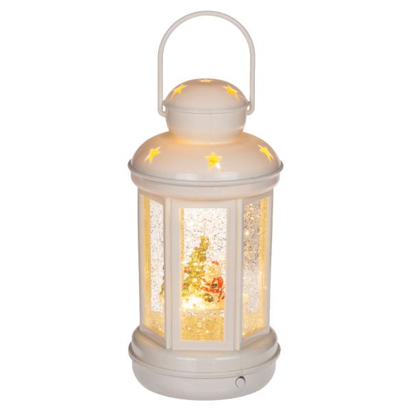 LED Lykta Jultomte med Glitter