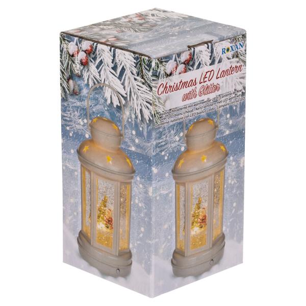 LED Lykta Jultomte med Glitter