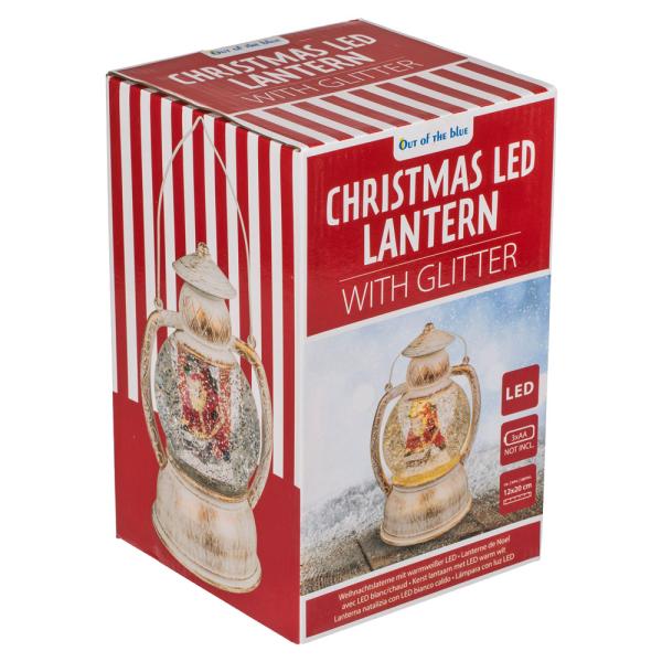 LED Lykta Snöglob Jultomte med Glitter