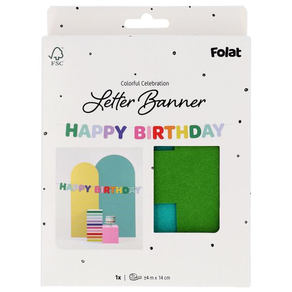 Bokstavsgirlang Happy Birthday i Filt 4 m