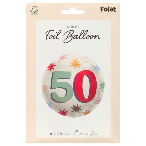 Rund Folieballong med Stjärnor 50 år