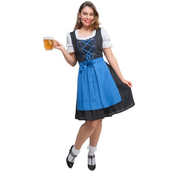 Oktoberfest Dirndl Klänning Blå & Svart
