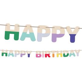 Bokstavsgirlang Happy Birthday i Tr&auml; 4 m