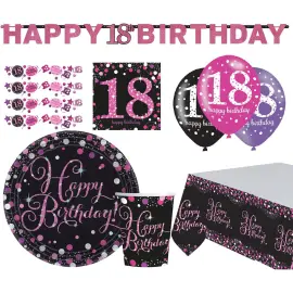 Födelsedagsset Glitter Rosa 18 år 41-pack