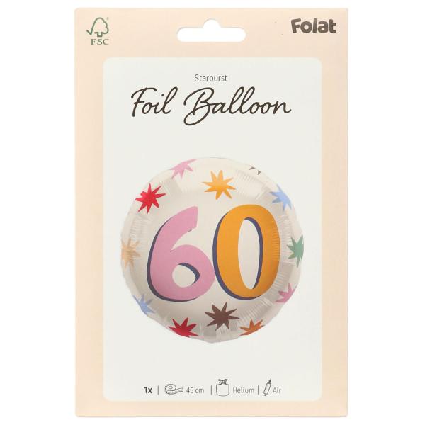 Rund Folieballong med Stjärnor 60 år