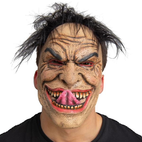 Latexmask med Hår & Läskigt Leende