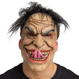 Latexmask med Hår & Läskigt Leende