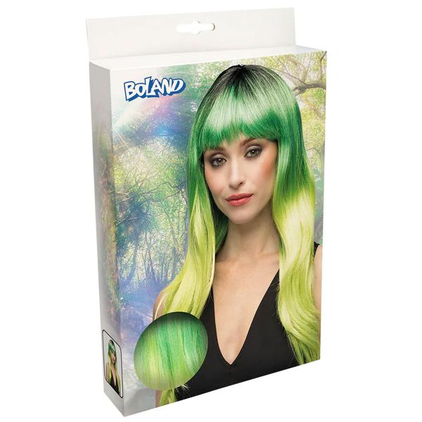 Peruk med Lugg Grön