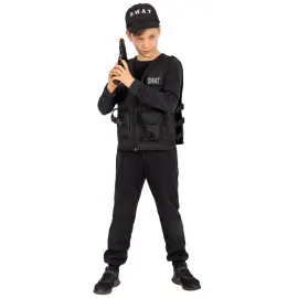 Maskeradset SWAT Svart Barn