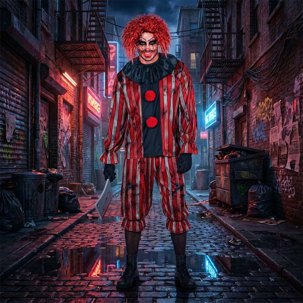 Maskeraddräkt Skräckclown Randig
