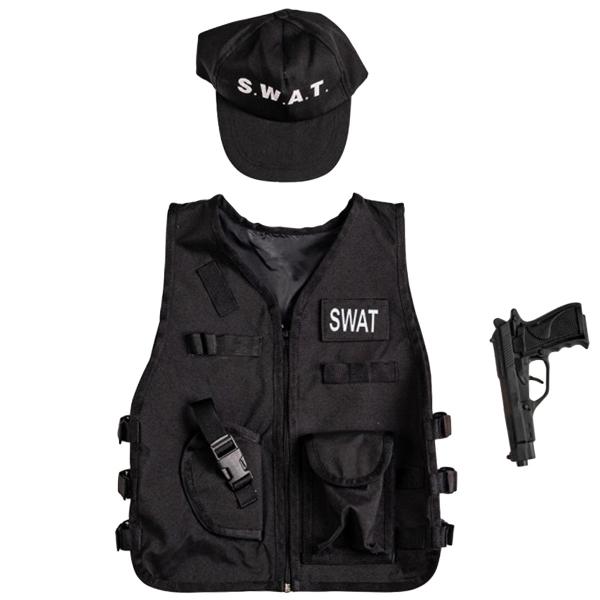 Maskeradset SWAT Svart Barn