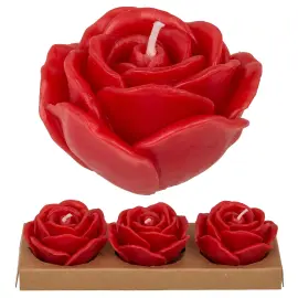 Stearinljus R&ouml;da Rosor 3-pack