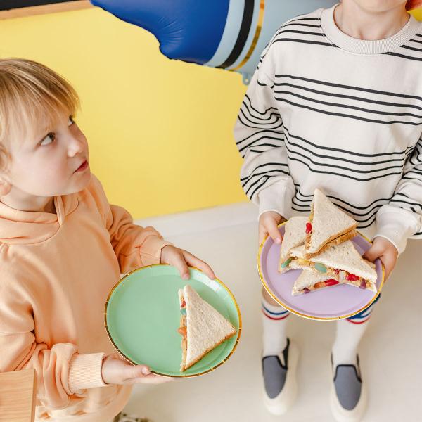 Papperstallrikar Färgmix med Guldkant 6-pack