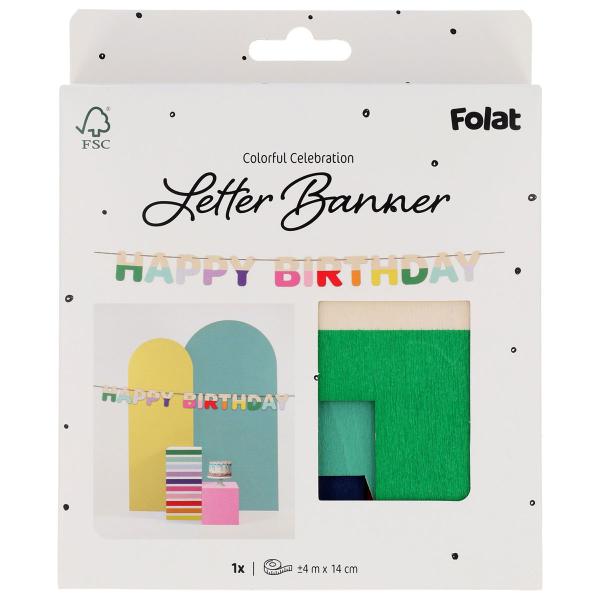 Bokstavsgirlang Happy Birthday i Trä 4 m