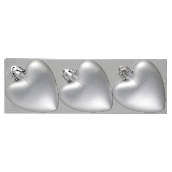 Julgranspynt Silver Hjärta 3-pack
