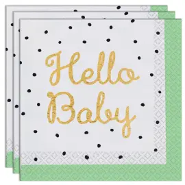 Servetter Hello Baby Grön/Vit