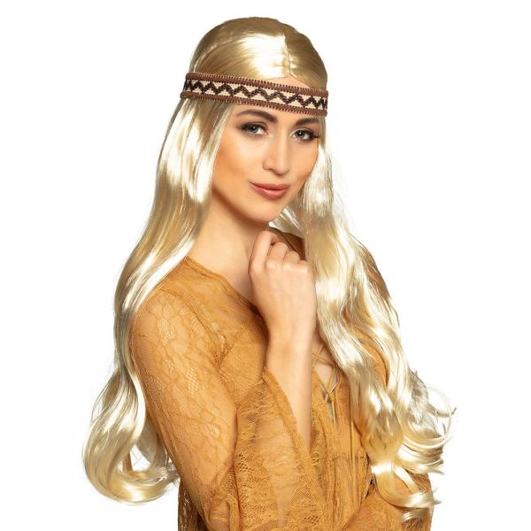 Hippie Peruk med Hårband Blond