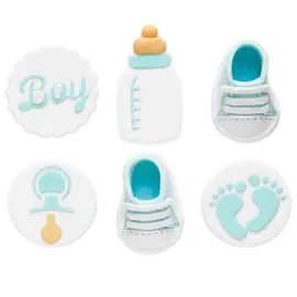 Sockerdekorationer Baby Shower Blå/Vit 6-pack