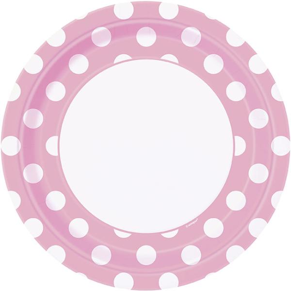 Polka Dot Ljusrosa Papptallrikar