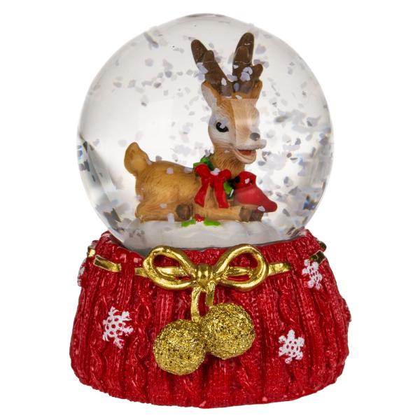 Mini Snöglob med Julfigur Guldrosett