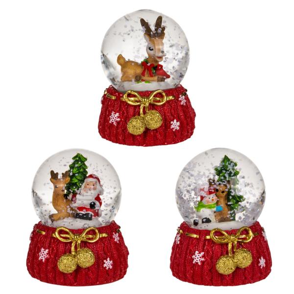 Mini Snöglob med Julfigur Guldrosett