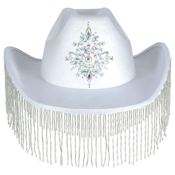 Cowboyhatt med Fransar Vit