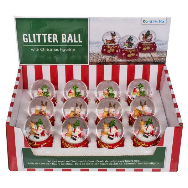 Mini Snöglob med Julfigur Guldrosett