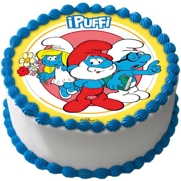 Smurfarna Tårtbild Sockerpasta