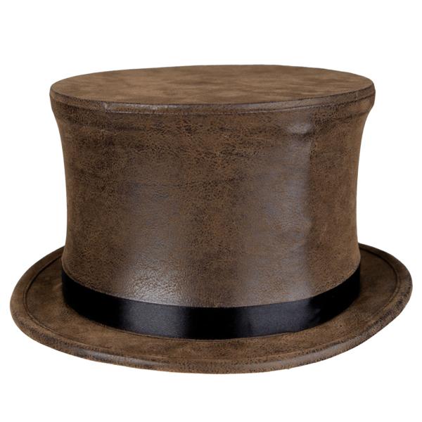 Hög Hatt i Brun Fuskmocka