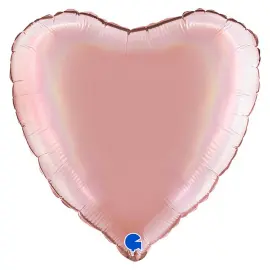 Hjärtballong Holografisk Platinum Rosé