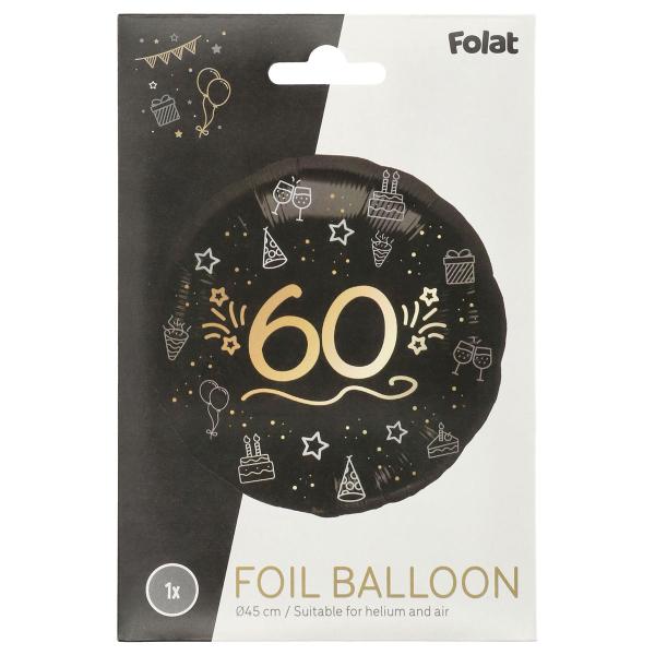 Rund Folieballong Svart 60 år