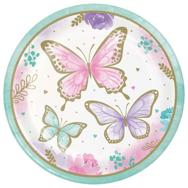 Shimmering Butterfly Papptallrikar