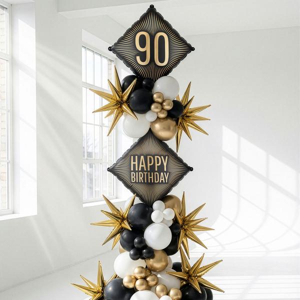 Folieballong 90 Svart/Guld 46 cm